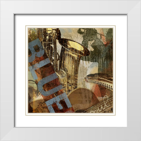THE BLUES White Modern Wood Framed Art Print with Double Matting by Yang, Eric