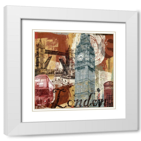 TOUR LONDON White Modern Wood Framed Art Print with Double Matting by Yang, Eric