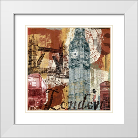 TOUR LONDON White Modern Wood Framed Art Print with Double Matting by Yang, Eric