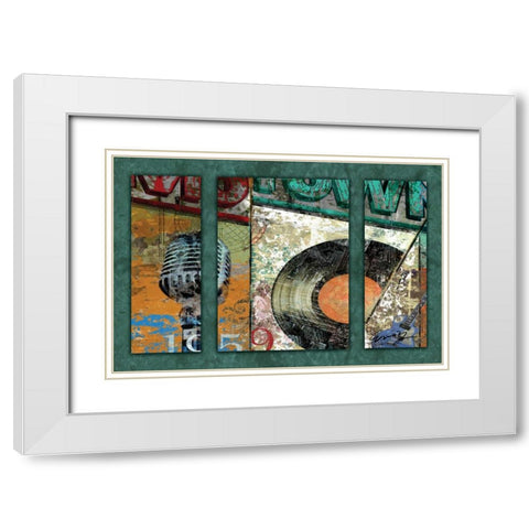 HITS TOWN 1959 - triptych White Modern Wood Framed Art Print with Double Matting by Yang, Eric