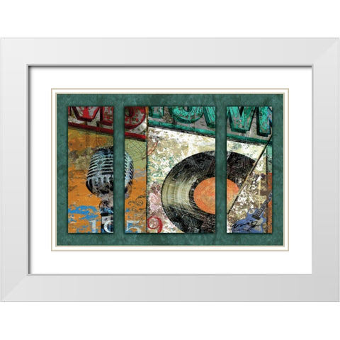HITS TOWN 1959 - triptych White Modern Wood Framed Art Print with Double Matting by Yang, Eric