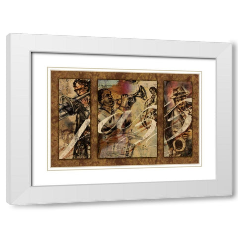 JAZZ - triptych White Modern Wood Framed Art Print with Double Matting by Yang, Eric