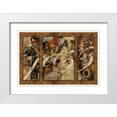 JAZZ - triptych White Modern Wood Framed Art Print with Double Matting by Yang, Eric