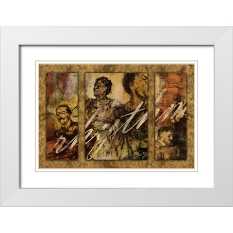 RHYTHM - triptych White Modern Wood Framed Art Print with Double Matting by Yang, Eric