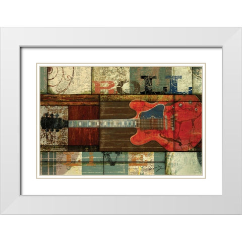 ROLL GUITAR White Modern Wood Framed Art Print with Double Matting by Yang, Eric