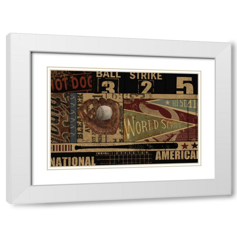 VINTAGE BALL PARK White Modern Wood Framed Art Print with Double Matting by Yang, Eric