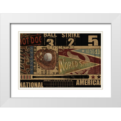 VINTAGE BALL PARK White Modern Wood Framed Art Print with Double Matting by Yang, Eric