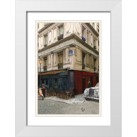 LOVE IS JUST AROUND THE CORNER White Modern Wood Framed Art Print with Double Matting by Yang, Eric