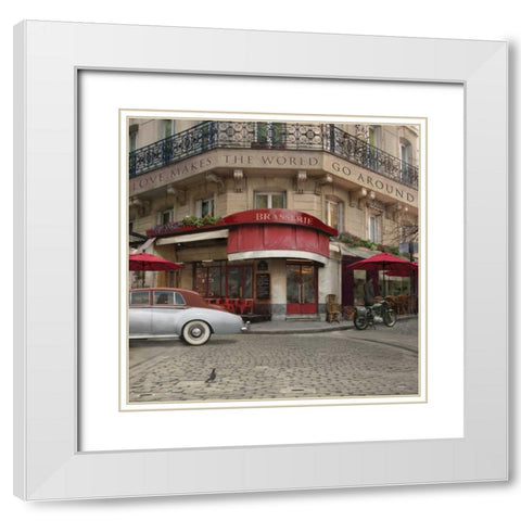 LOVE MAKES THE WORLD GO AROUND White Modern Wood Framed Art Print with Double Matting by Yang, Eric