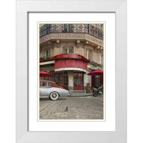 LOVE MAKES THE WORLD GO AROUND White Modern Wood Framed Art Print with Double Matting by Yang, Eric