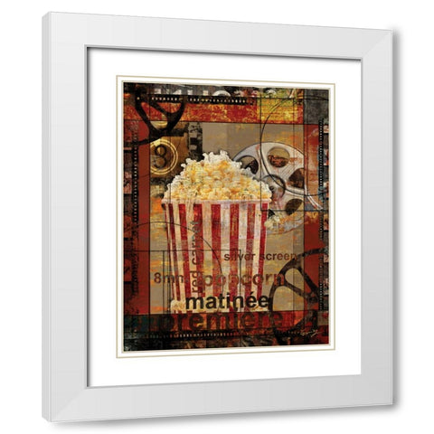MOVIE POPCORN White Modern Wood Framed Art Print with Double Matting by Yang, Eric