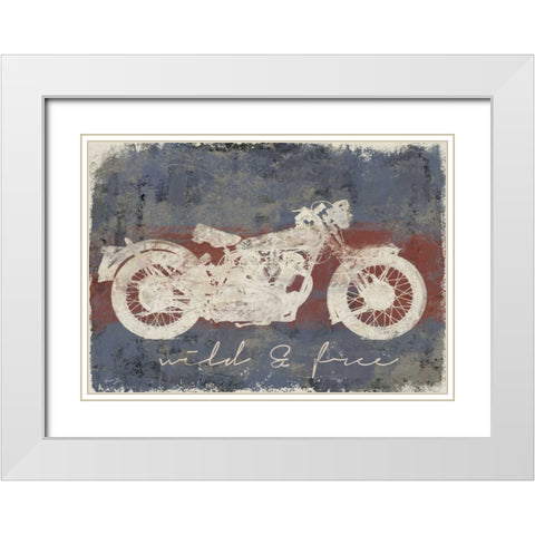 WILD AND FREE MOTORCYCLE White Modern Wood Framed Art Print with Double Matting by Yang, Eric
