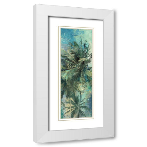 TEAL PALM TRIPTYCH I White Modern Wood Framed Art Print with Double Matting by Yang, Eric