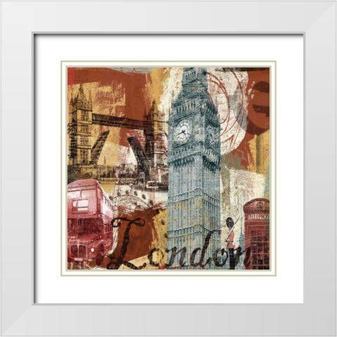 TOUR LONDON White Modern Wood Framed Art Print with Double Matting by Yang, Eric