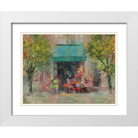 PROVENCE FLOWER SHOP White Modern Wood Framed Art Print with Double Matting by Yang, Eric