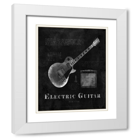 BLACK PRINT ELECTRIC GUITAR White Modern Wood Framed Art Print with Double Matting by Yang, Eric