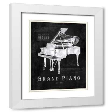 BLACK PRINT GRAND PIANO White Modern Wood Framed Art Print with Double Matting by Yang, Eric