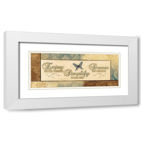 ENJOY LITTLE THINGS White Modern Wood Framed Art Print with Double Matting by Ballantyne, Piper