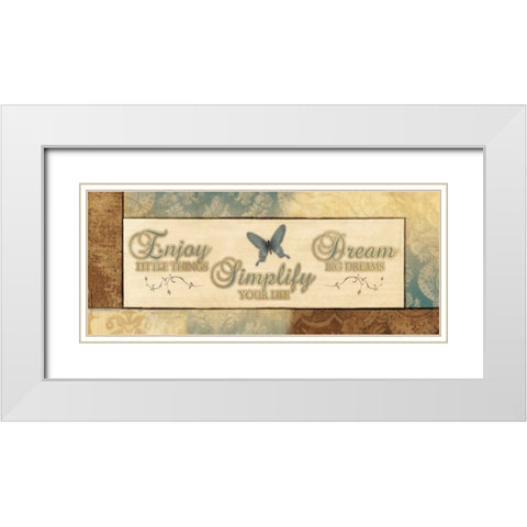 ENJOY LITTLE THINGS White Modern Wood Framed Art Print with Double Matting by Ballantyne, Piper