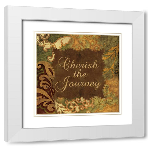 CHERISH THE JOURNEY White Modern Wood Framed Art Print with Double Matting by Ballantyne, Piper
