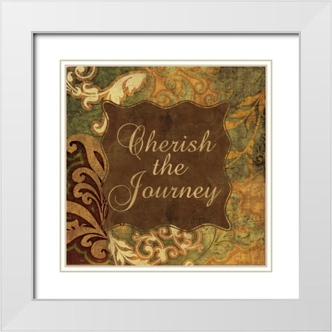CHERISH THE JOURNEY White Modern Wood Framed Art Print with Double Matting by Ballantyne, Piper