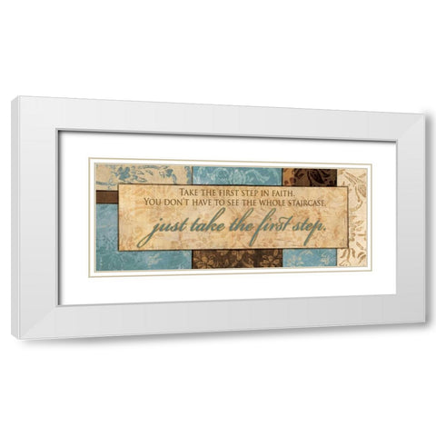 TAKE THE FIRST STEP White Modern Wood Framed Art Print with Double Matting by Ballantyne, Piper