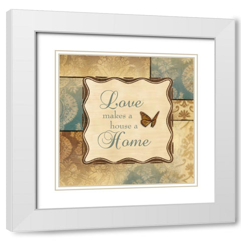 LOVE HOME White Modern Wood Framed Art Print with Double Matting by Ballantyne, Piper