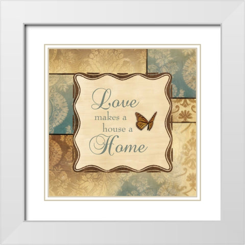 LOVE HOME White Modern Wood Framed Art Print with Double Matting by Ballantyne, Piper