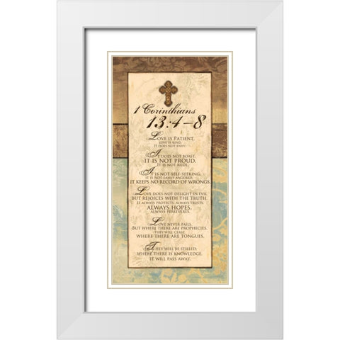 CORINTHIANS 13-4-8 White Modern Wood Framed Art Print with Double Matting by Ballantyne, Piper