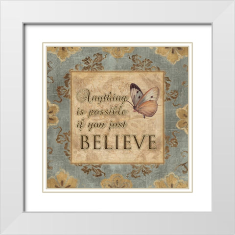 JUST BELIEVE White Modern Wood Framed Art Print with Double Matting by Ballantyne, Piper