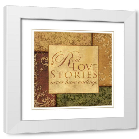 REAL LOVE STORIES White Modern Wood Framed Art Print with Double Matting by Ballantyne, Piper