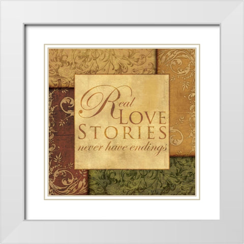 REAL LOVE STORIES White Modern Wood Framed Art Print with Double Matting by Ballantyne, Piper