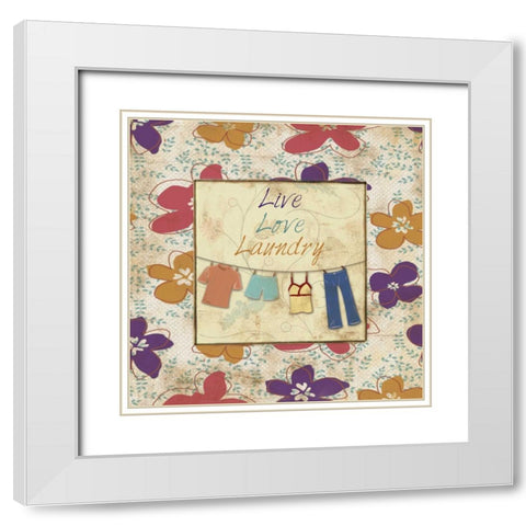 LIVE LOVE 61 White Modern Wood Framed Art Print with Double Matting by Ballantyne, Piper