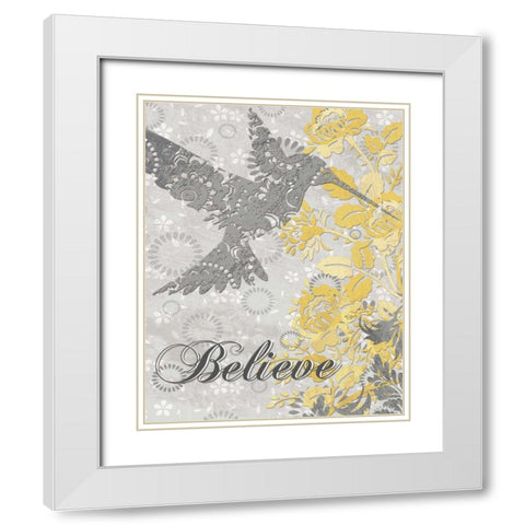 BELIEVE BIRD White Modern Wood Framed Art Print with Double Matting by Ballantyne, Piper