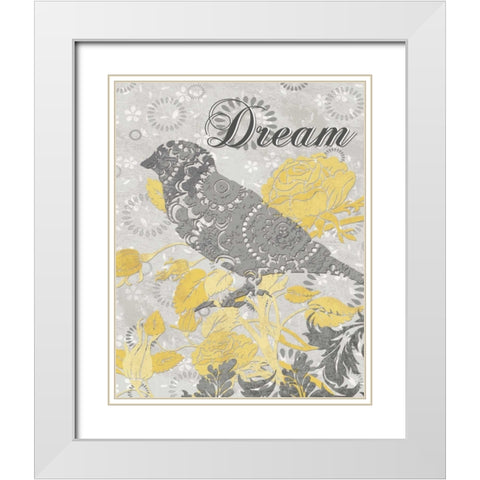 DREAM BIRD White Modern Wood Framed Art Print with Double Matting by Ballantyne, Piper