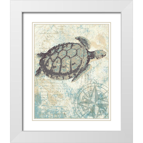 SEA TURTLES I White Modern Wood Framed Art Print with Double Matting by Ballantyne, Piper