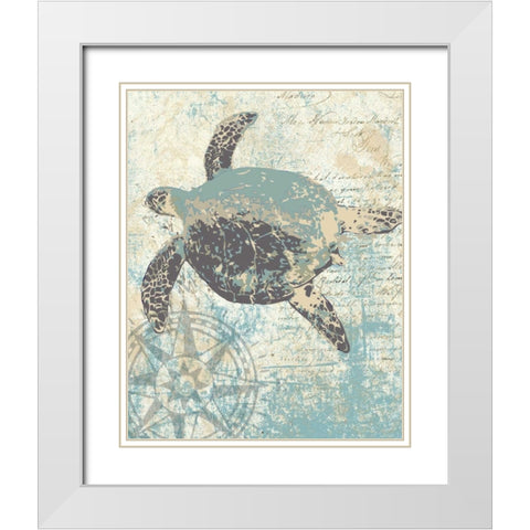 SEA TURTLES II White Modern Wood Framed Art Print with Double Matting by Ballantyne, Piper