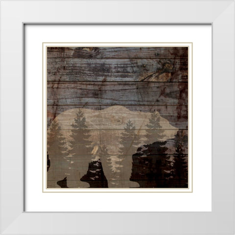 RUSTIC BEAR White Modern Wood Framed Art Print with Double Matting by Ballantyne, Piper
