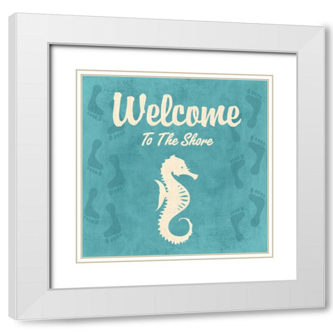 WELCOME TO THE SHORE White Modern Wood Framed Art Print with Double Matting by Ballantyne, Piper