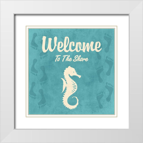 WELCOME TO THE SHORE White Modern Wood Framed Art Print with Double Matting by Ballantyne, Piper