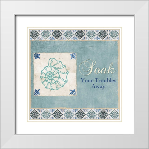 SOAK YOUR TROUBLES AWAY White Modern Wood Framed Art Print with Double Matting by Ballantyne, Piper