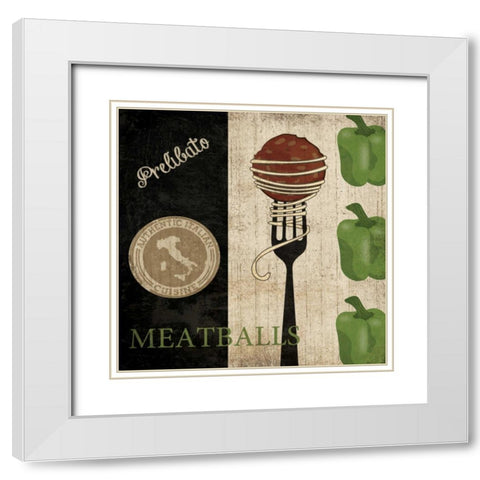 BIG NIGHT OUT - MEATBALLS White Modern Wood Framed Art Print with Double Matting by Ballantyne, Piper