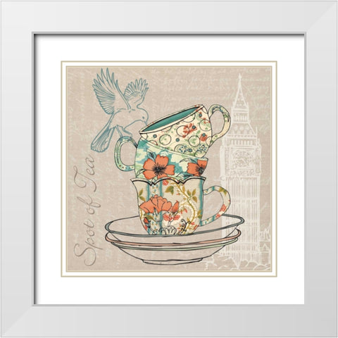 SPOT OF TEA White Modern Wood Framed Art Print with Double Matting by Ballantyne, Piper