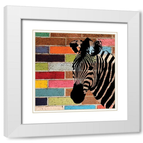 BRICK WALL ZEBRA White Modern Wood Framed Art Print with Double Matting by Ballantyne, Piper