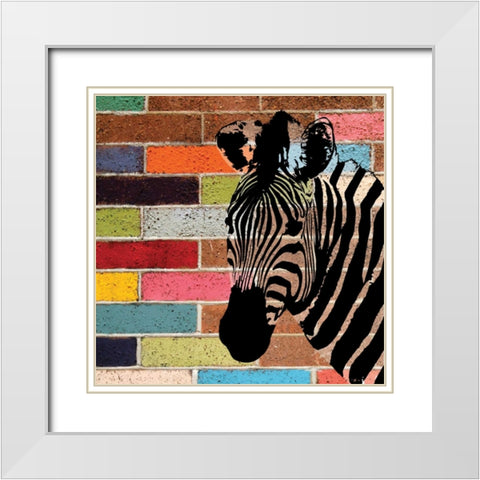 BRICK WALL ZEBRA White Modern Wood Framed Art Print with Double Matting by Ballantyne, Piper