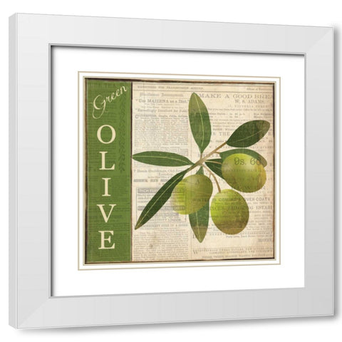 GREEN OLIVE White Modern Wood Framed Art Print with Double Matting by Ballantyne, Piper