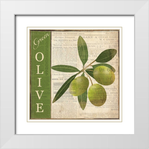 GREEN OLIVE White Modern Wood Framed Art Print with Double Matting by Ballantyne, Piper