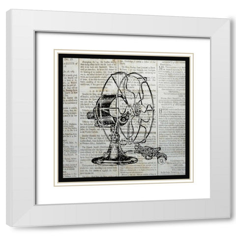 VINTAGE FAN White Modern Wood Framed Art Print with Double Matting by Ballantyne, Piper