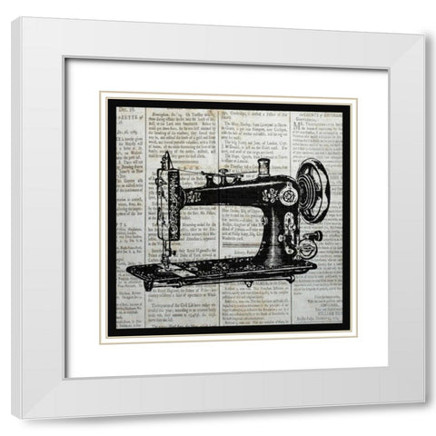 VINTAGE SEWING MACHINE White Modern Wood Framed Art Print with Double Matting by Ballantyne, Piper