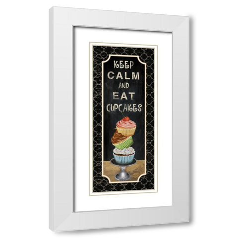 EAT CUPCAKES White Modern Wood Framed Art Print with Double Matting by Ballantyne, Piper